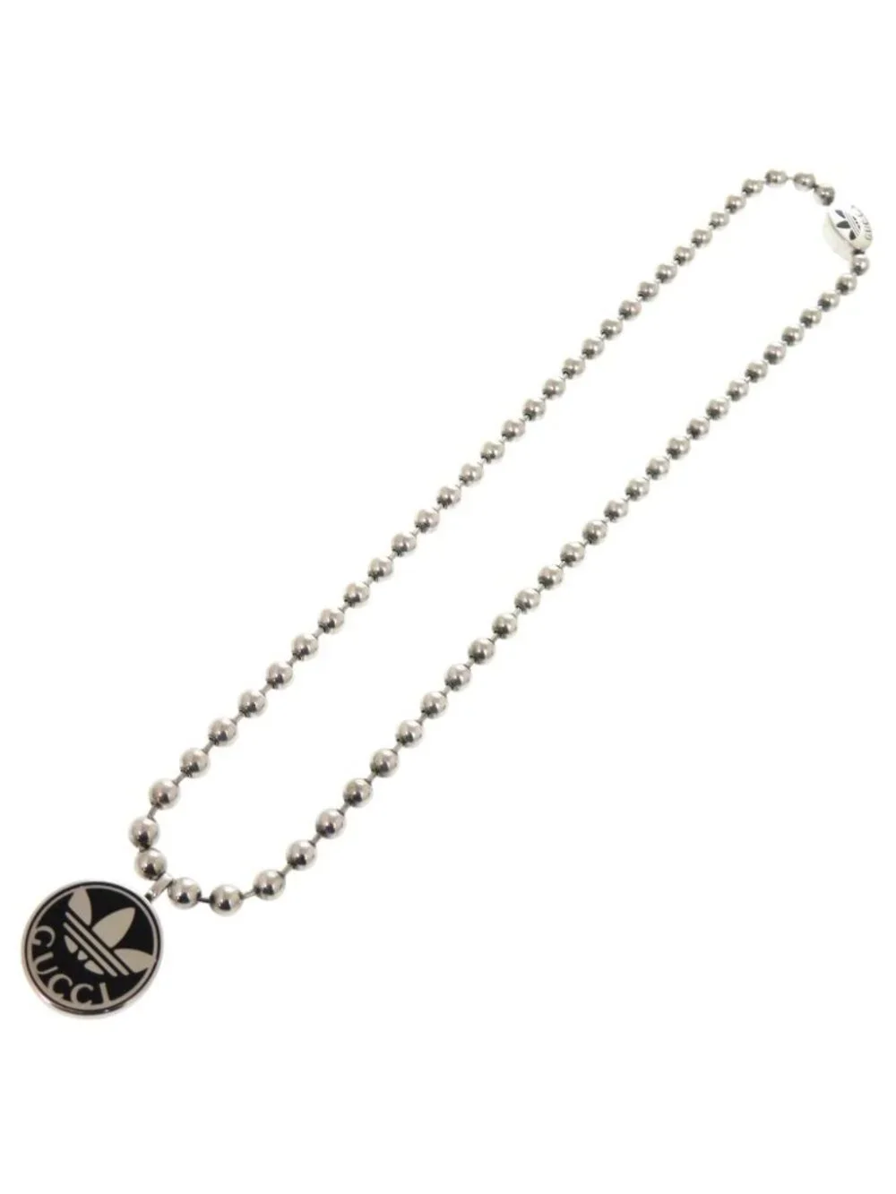 Gucci Adidas Collaboration Ball Chain Interlocking 925 Sterling Silver Necklace